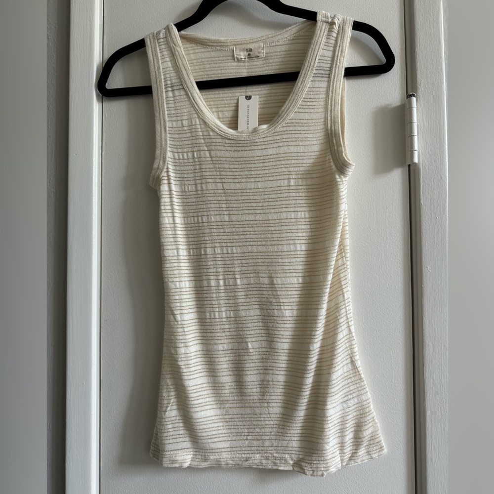 Tla cream and gold striped tank - size XS NWT